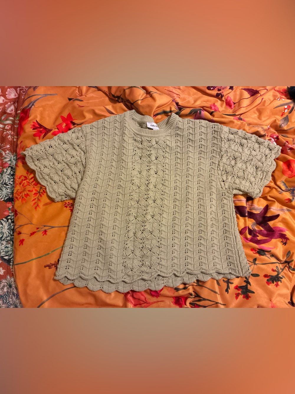 & Other Stories Green Cable Knit Scoop Neck Top